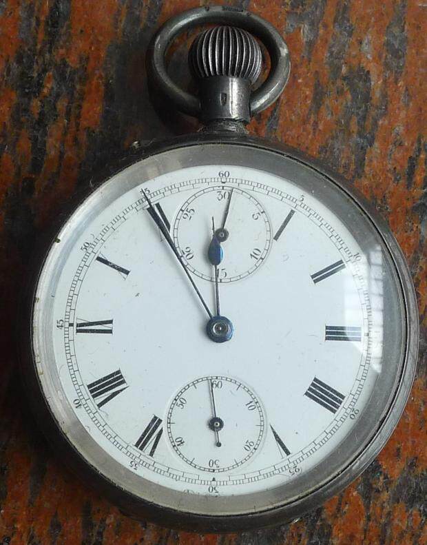 Silver shell five-pin Chronograph Pocket Watch (Chronograph is missing) 4067