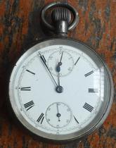 Silver shell five-pin chronograph pocket watch (missing parts for chronograph) 4067