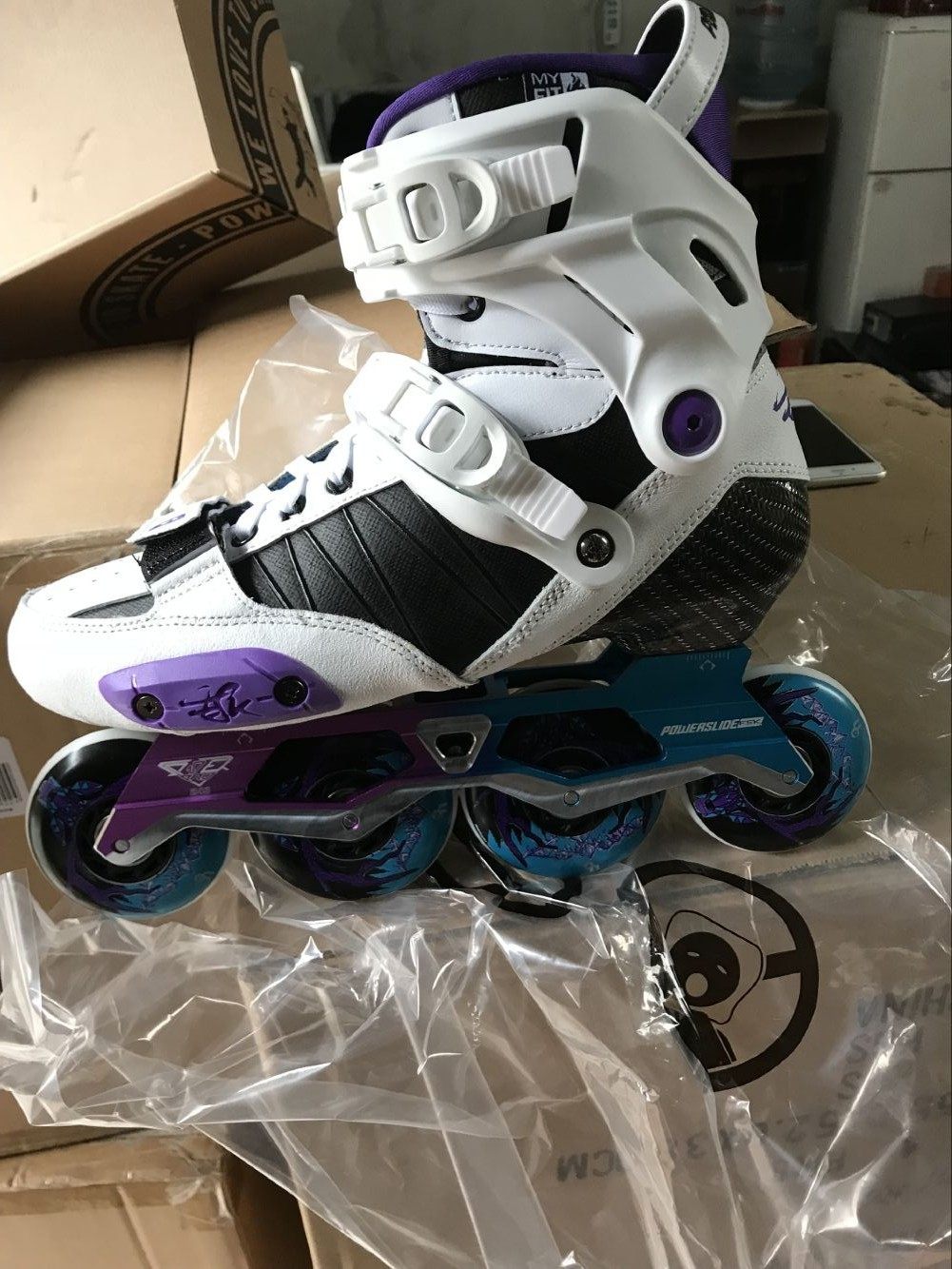 Old A Wheel Slip POWERSLIDE PS EVO 17 18 High-end Carbon Fiber Flat Flower Shoes Children