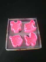 Baking mold baby clothes cart bottle rocking horse suit 3D Cubic spring press biscuit mold