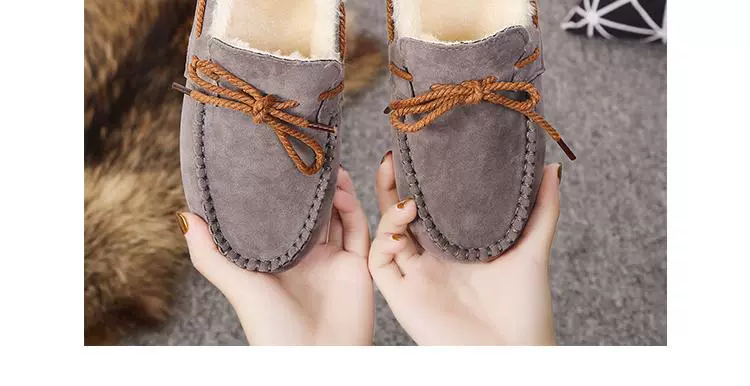 Giày cotton nữ mùa đông 2017 học sinh mới ấm và nhung thấp giúp giày lông bằng phẳng đậu Hà Lan 33 thước 34 feet