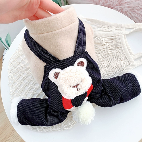 Собачья одежда Весна и осень сгущенного питомца четвероногой одежда Тедди Померанский Шнаузер Бичин Зима теплая маленькая собака