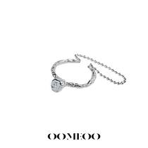 OOMEO formatted pure silver ring female niche design sense chain irregular creaty opening adjustable personality