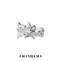OOMEO Free Growth 925 Pure Silver Irregular Lava Ring Men And Women Small Crowddesign Fashion Ins Tide Cool