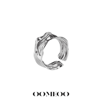 OOMEO wild look 925 pure silver index finger ring female 2021 New wave men irregular dark black wind opening