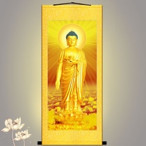 Amitabha Buddha Golden body portrait Hanging painting Buddhist Worship painting Buddha Hall Temple Marriage painting Decorative painting Scroll painting