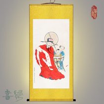 Tianguan blessing map Wufu door study entrance Decorative painting Silk scroll painting Land and water painting can be customized