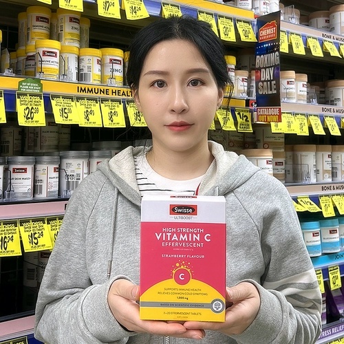 Swisse Swisse Vitamin C Foaming Sintot Высокая концентрация таблетки VC Дополнение витамин C Клубничный аромат одиночный кусок 20 таблетки