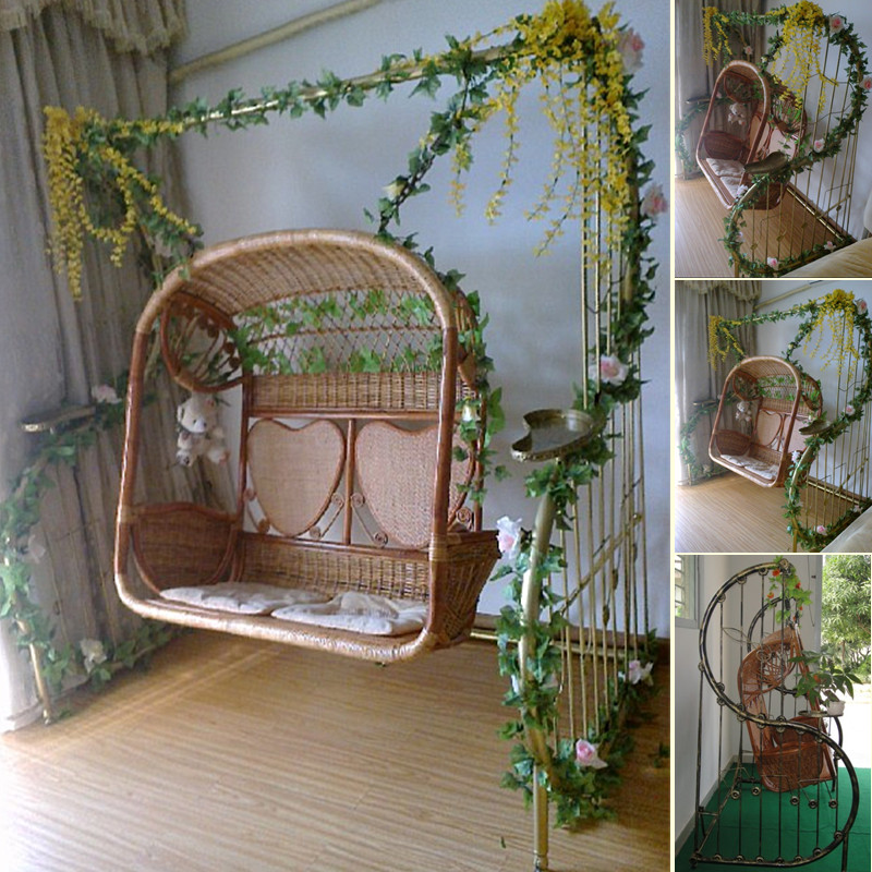 Hanging Chair Adult Hanging Basket Hammock Balcony Leisure Chair Double Natural Rattan Chair Bird's Nest Rocking Chair Indoor Cradle Chair Outdoor