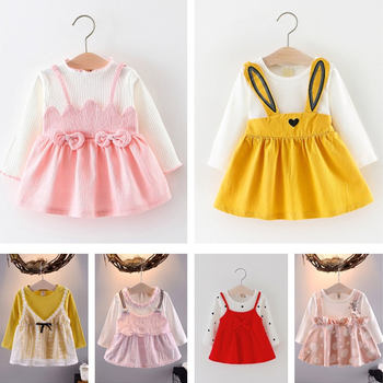 Children 1 year old baby 2 dresses spring and autumn girls baby autumn clothes 3 skirts pure cotton 0 girls foreign style princess dress fashionable