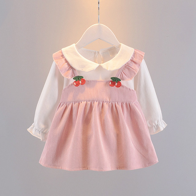 2022 spring new style female baby spring and autumn girl skirt baby children 0-1-2-3 years old 4 long-sleeved princess skirt