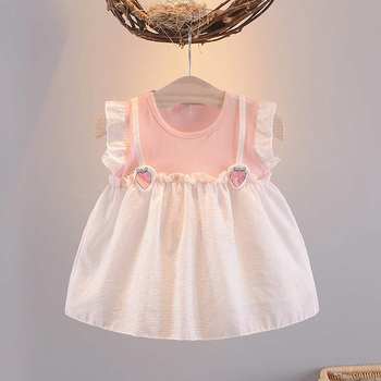 2022 new 0-1-2 years old 3 girls baby summer dress Western style girl princess skirt summer baby cotton dress