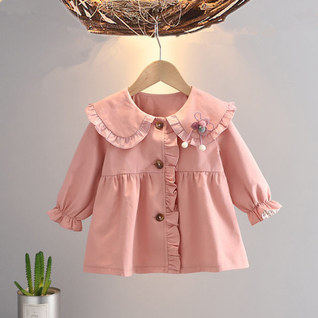 Little girl windbreaker coat spring and autumn girls autumn clothes 2022 new western style casual children's medium and long baby clothes