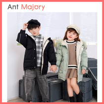 Childrens boys and girls in the long section of the child down jacket foreign atmosphere Korean version of thick 2021 Winter childrens clothing coat baby