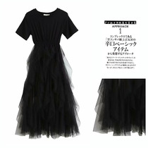 20 Womens Clothing Foreign Trade Export Single Bull Stock YU Single Tail Goods Discount Net Yarn Fairy Skirt Splicing one-piece dress