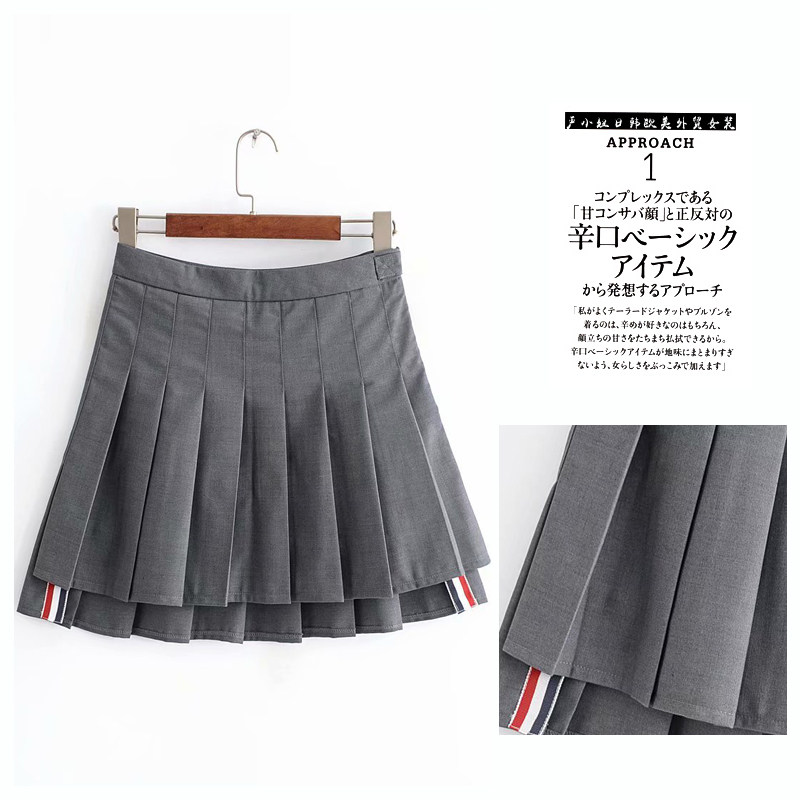 European and American Foreign Trade Export YU Single-tail Single-goods Autumn Winter High waist display slim 100 pleats for anti-walking light and semi-body short skirts
