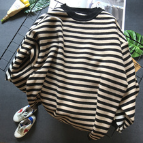 European and American style Foreign trade Womens tail goods single clearance spring new stripe sweater pullover long sleeve sweater base shirt