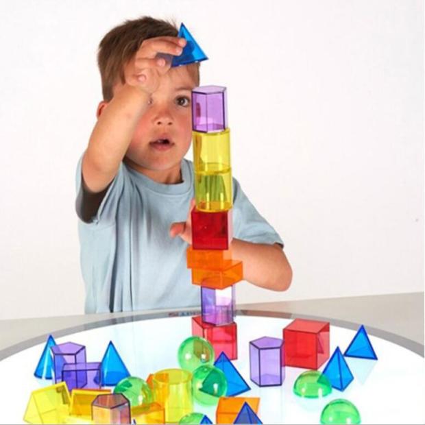 Transparent Building Blocks Stereo Geometry Cognitive Kidsren's Spatial Teaching Aids Thinking Shape Square Cube Round Semicircle