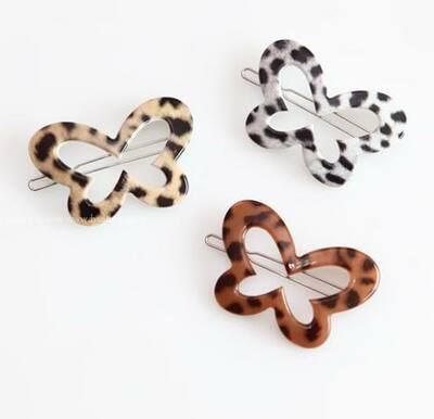 New Korean imported small accessories in stock: leopard print butterfly bangs hair clip, 5-color BJ008