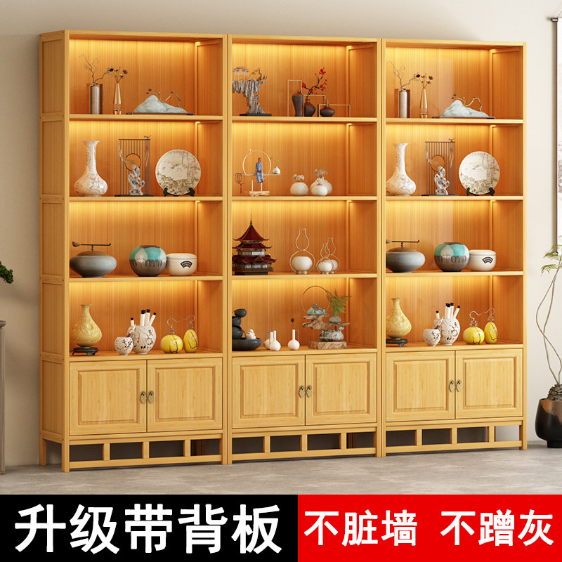 博古架现代简约实木中式复古柜子,茶叶展示柜置物架靠墙背景展示柜,家居美学新选择!🎨-多宝格-淘宝百科网