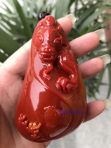 Huanglong jade Pixiu handle piece antique jade Pixiu handle piece for men to attract wealth and luck imitation Shoushan stone carving piece for women