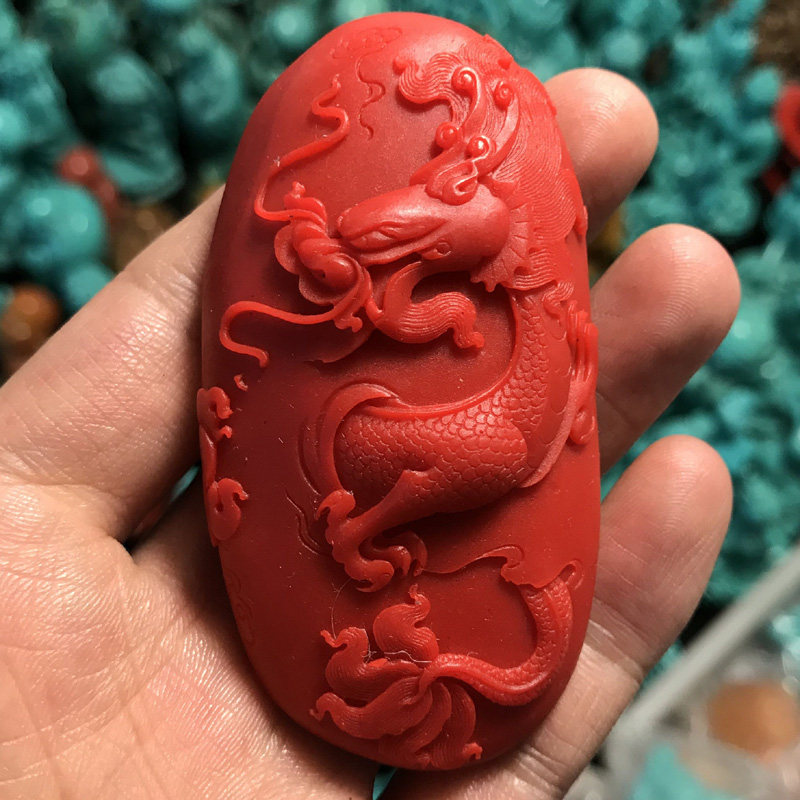Natural South red Manau dragon with pieces of persimmon red south red fine sculptures Tengryu Jade Instrumental to Play Pieces of Men and Women Gift