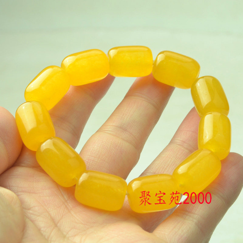 Украшения на руку 天然云南黄龙玉桶珠手串男女款玉石转运珠单圈佛珠手链原石手饰品