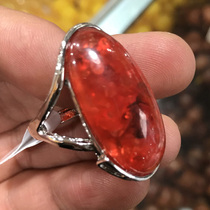 Myanmar Blood Per Ring Original Mine Honey Wax Amber Raw Stone Egg Noodle Ring Males Amber Hand Decorated Atmospheric Ring