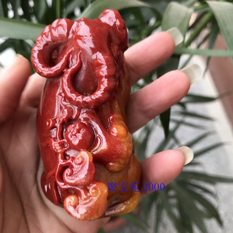 Huanglong jade bull put piece jade Wangcai cattle hand play piece imitation Shoushan stone zodiac bull jade ox qi soaring piece