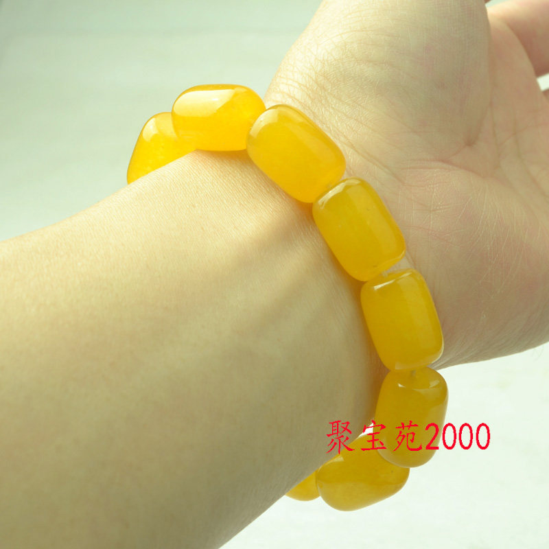 Украшения на руку 天然云南黄龙玉桶珠手串男女款玉石转运珠单圈佛珠手链原石手饰品