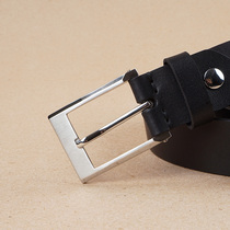 Belt mens leather mens versatile simple casual youth belt pure cowhide steel buckle hypoallergenic 3 4