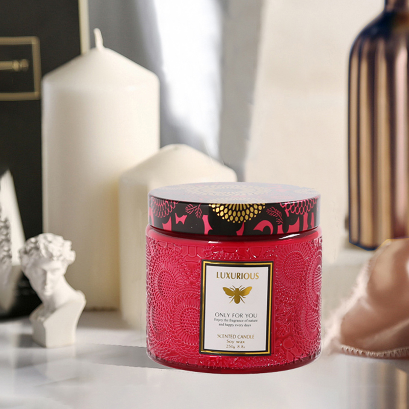 Embossed glass Bedroom Scented candle Gift Box Romantic fragrance Essential oil Smoke-free soy wax birthday gift