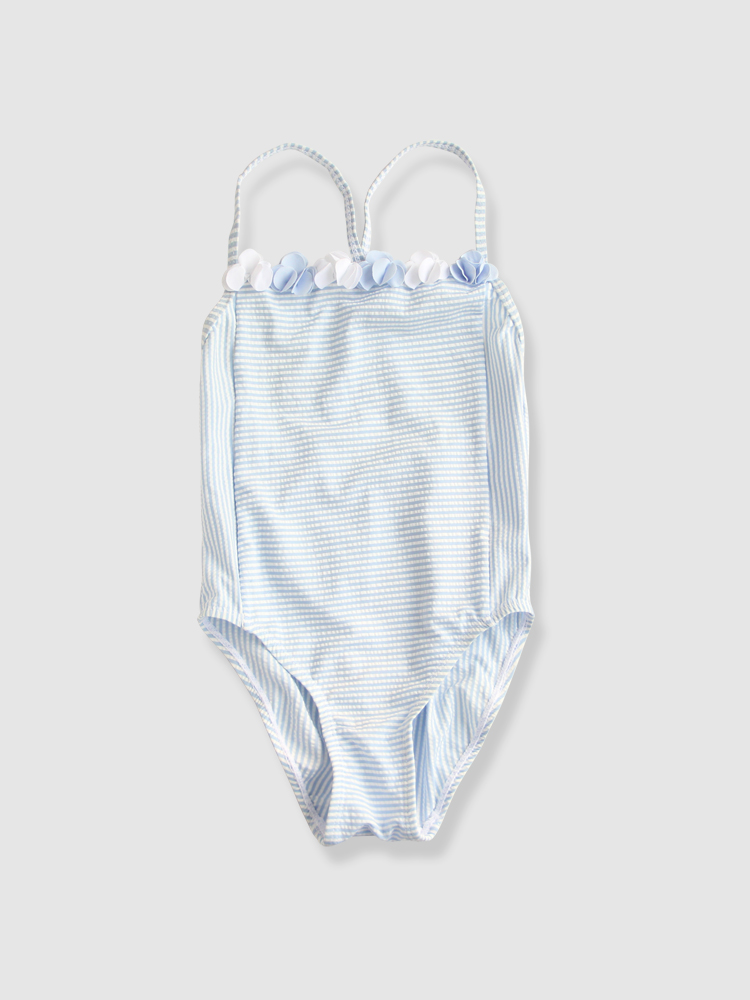 Quần áo trẻ em Xin Yi Xue ~ ~ bản gốc mới * cô gái độc thân dính liền áo tắm sling màu xanh nhạt lót hoa nhỏ chất lượng * tốt đồ bơi cho bé
