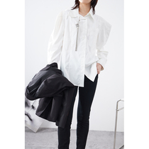 New white shirt female niche design sense retro port flavor professional wear tassel drill belt temperament light luxury texture