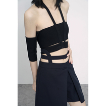 LAN VIVIER bold alternative deconstruction style elastic bandage wrap neck slim slim summer vest