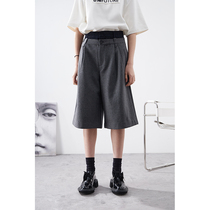 LAN VIVIER yuppie style thick wide leg boots pants niche design double waist Bermuda trousers women