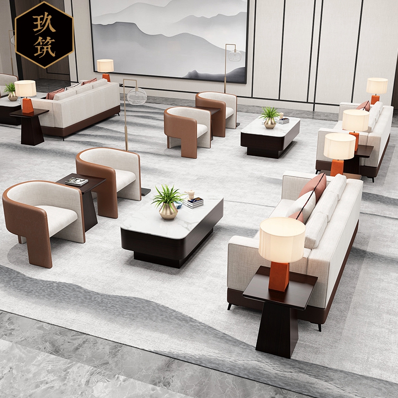 Modern sales office reception sofa combination simple hotel villa lobby reception leisure sofa combination furniture