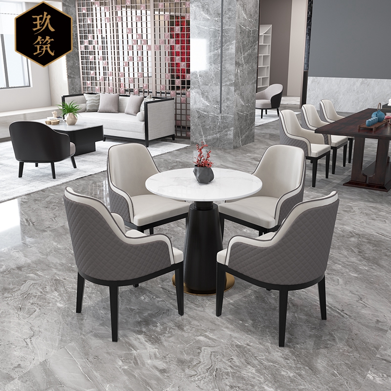 Sales Office Negotiation Table and Chair Combination Cafe Business Chinese Style Reception Beauty Salon Reception Light Luxury Project Customization