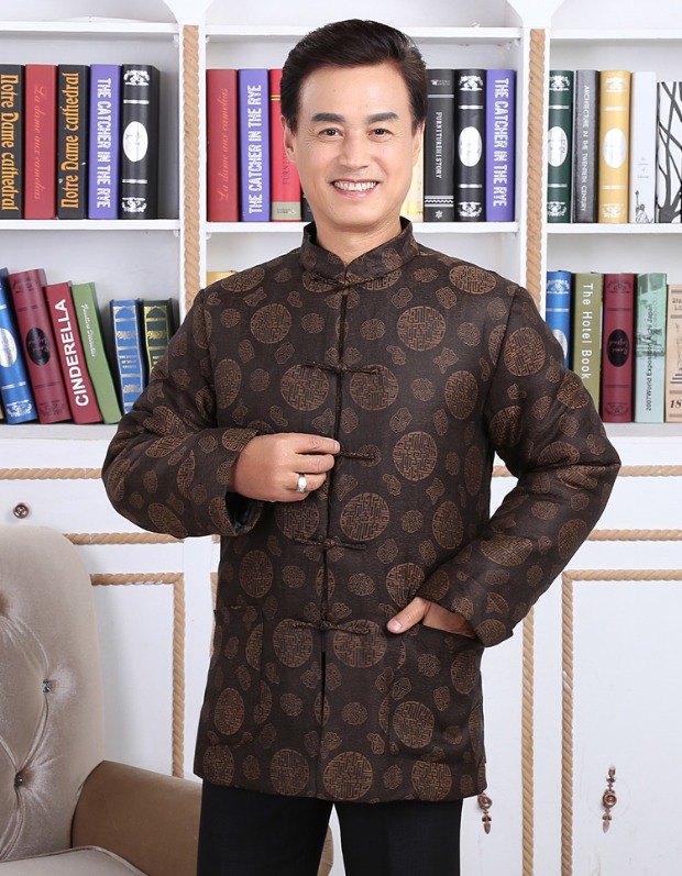 Sợi Xiangyun cao cấp cộng với chất liệu cotton Tang phù hợp với quần áo mùa đông Đàn ông trung niên lụa tơ tằm trang phục dân tộc các nước