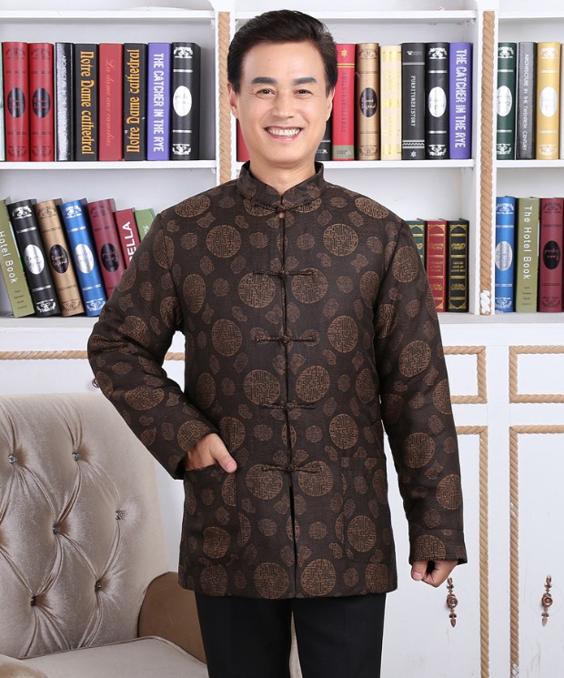 Sợi Xiangyun cao cấp cộng với chất liệu cotton Tang phù hợp với quần áo mùa đông Đàn ông trung niên lụa tơ tằm trang phục dân tộc các nước