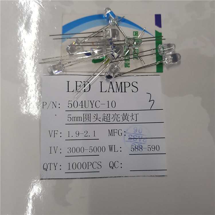 F5 White Hair Yellow 5MM Highlight White Hair Yellow Long Foot LED Light Square LED 504UYC-10 - Taobao