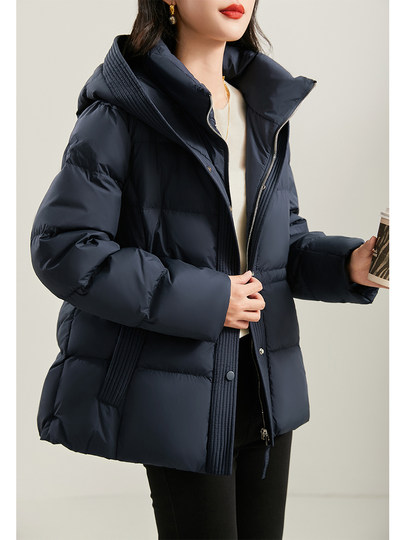 Jianman genuine 90 white goose down literary retro hooded lace-up waist short down jacket thickened bread jacket for women winter