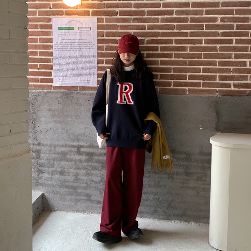 RAINY Homemade Autumn Winter New Straight Drum Casual Long Pants High Waist 100 Hitch Slim Temperament Wool Suit Broadlegged Pants