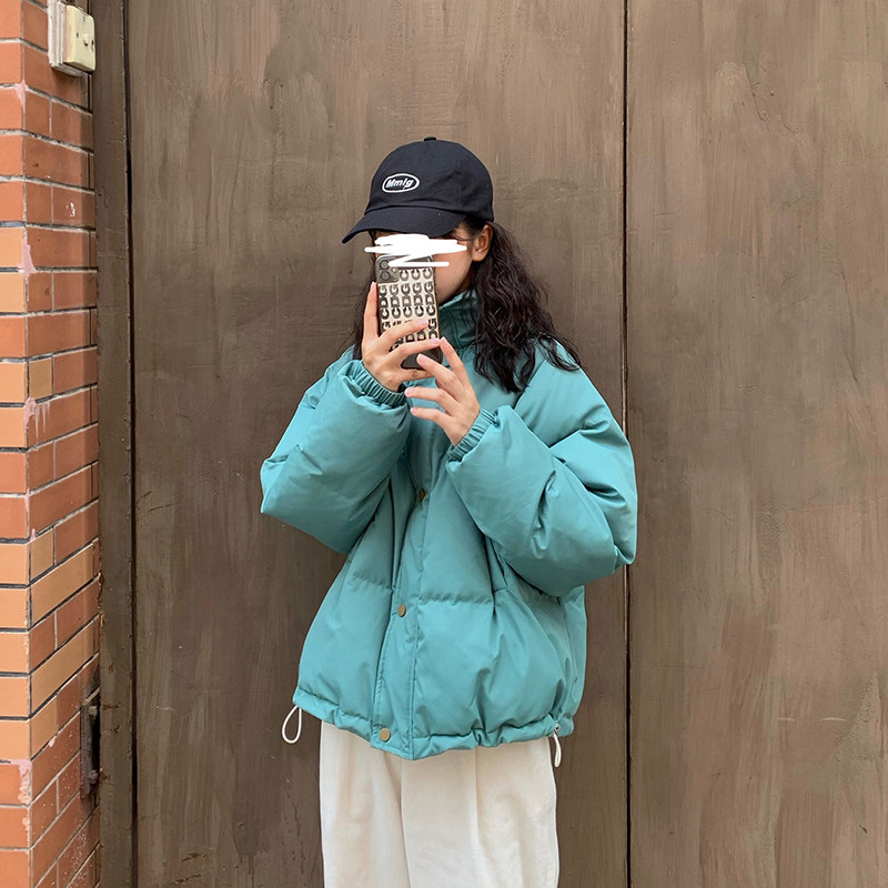 RAINY winter thickened cotton coat coat warm short short cotton padded jacket loose small man standing collar bread cotton jacket women