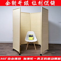 New Japanese-style solid wood bamboo screen partition bedroom living room office entrance simple mobile folding push-pull cover