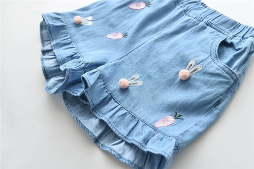 Летняя джинсовая юбка, шорты, штаны, мультяшный милый тонкий кролик, эластичная талия