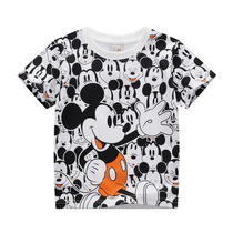 Boys pure cotton short - sleeved T - shirt 2022 new baby round with a cute tops for stamp - toe leisure half sleeve