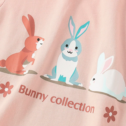 Хлопковая летняя футболка с коротким рукавом, летняя одежда для отдыха, мультяшный кролик, европейский стиль, 5 лет