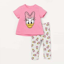 Girl cartoon pink short sleeve T shirt with bottle 2 pieces suit cute baby home clothing leisure soft summer dress