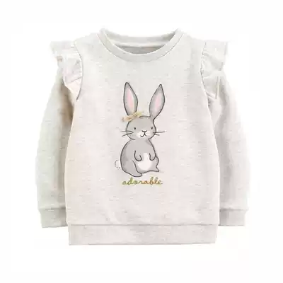 Cartoon rabbit sweater girl cotton terry thick T-shirt 1 4 inch socket wrench shoulder coat jacket jumper gray European and American